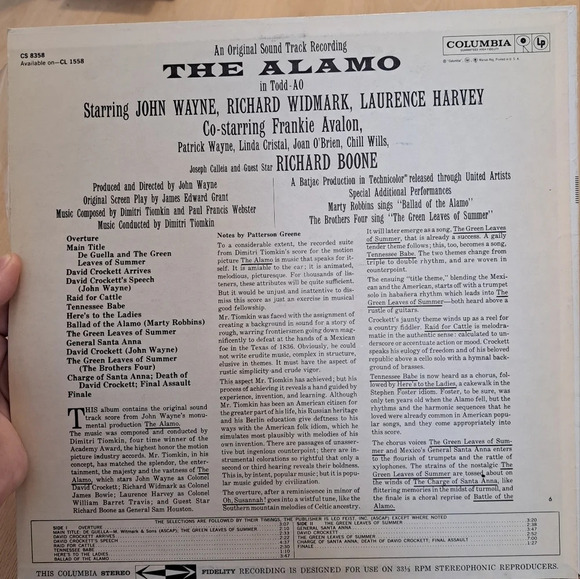 Vintage The Alamo in Todd-AO Original Soundtrack Columbia Records Vinyl Record - Picture 2 of 4